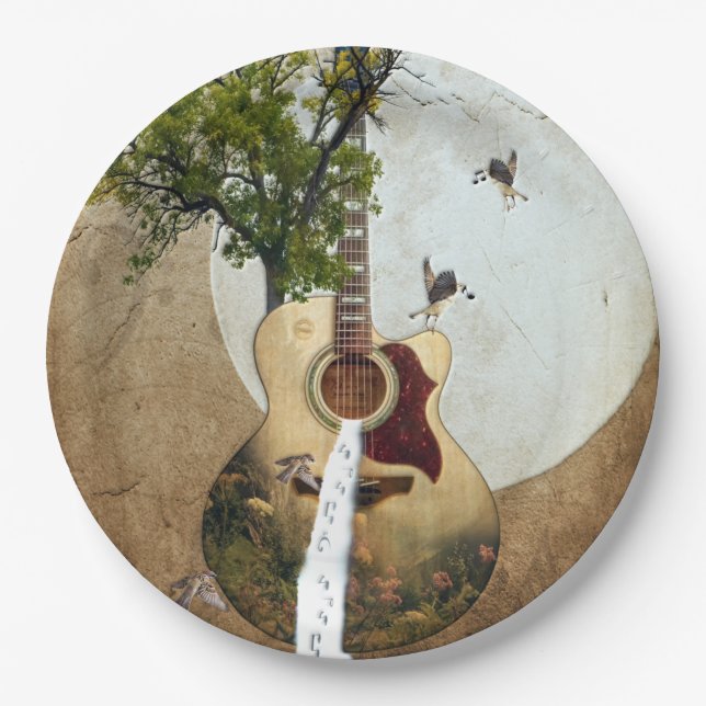 Plato De Papel Guitarra Fantasy Decorada (Anverso)