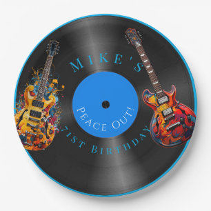 Plato De Papel Guitarras eléctricas psicodélicas de cumpleaños gr