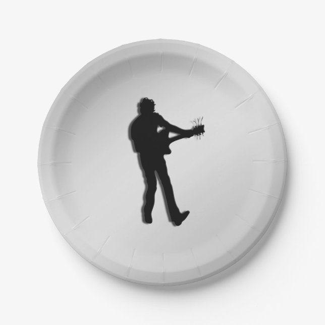 Plato De Papel Guitarrista Plata (Anverso)