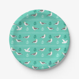 PLATO DE PAPEL GULL SEAGULLS BIRD PATTERN