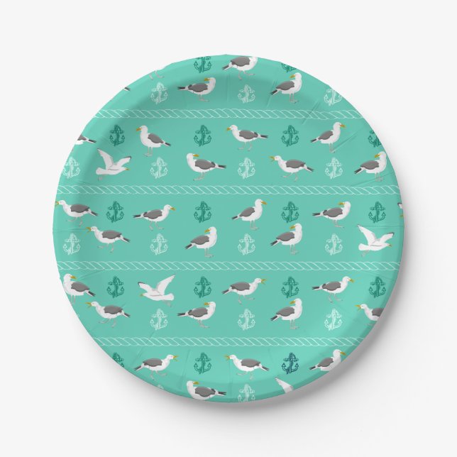PLATO DE PAPEL GULL SEAGULLS BIRD PATTERN (Anverso)