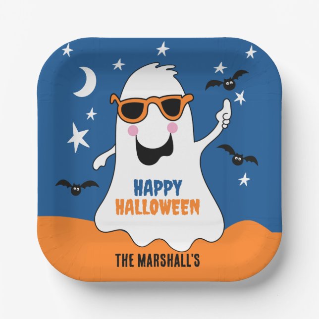 Plato De Papel Gus the Ghost Halloween niños adorables (Anverso)