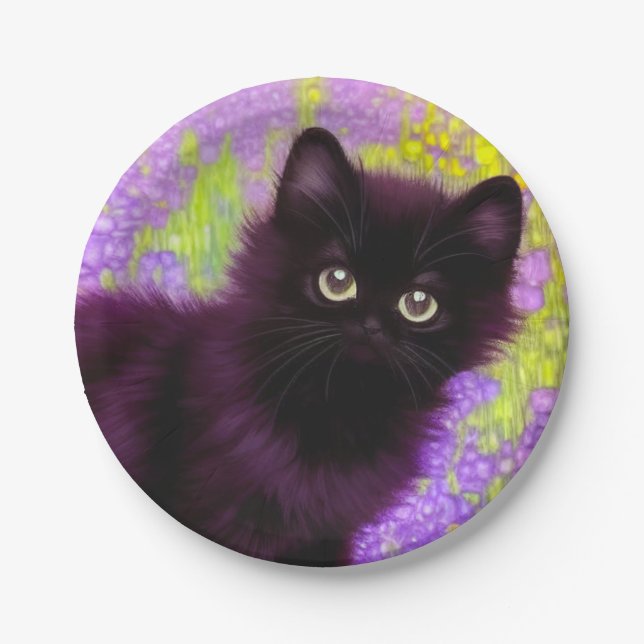 Plato De Papel Gustav Klimt Black Kitten (Anverso)
