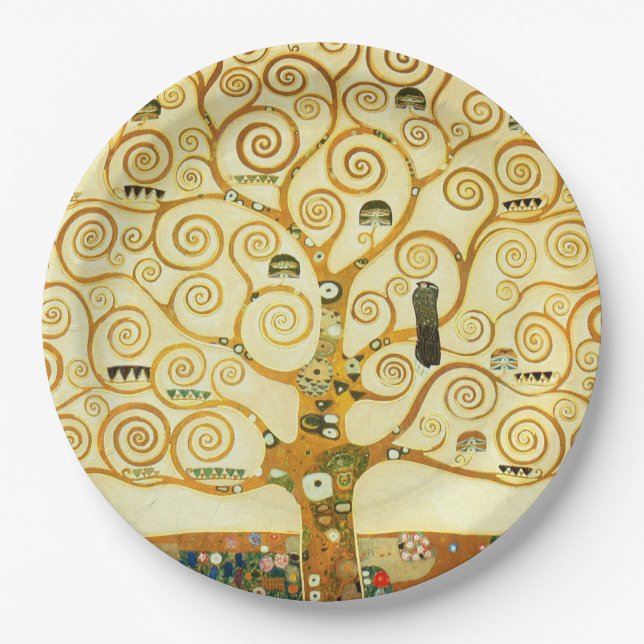 Plato De Papel Gustav Klimt El Árbol De La Vida Viejo Art Nouveau (Anverso)
