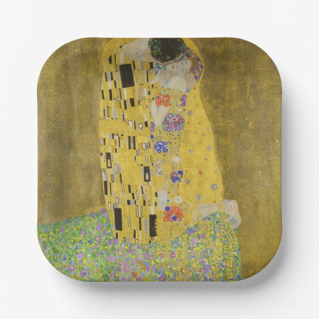 Plato De Papel Gustav Klimt - El beso (Anverso)