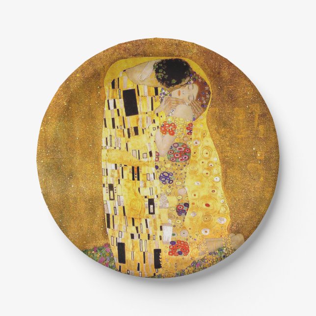 Plato De Papel Gustav Klimt "El beso" (Anverso)