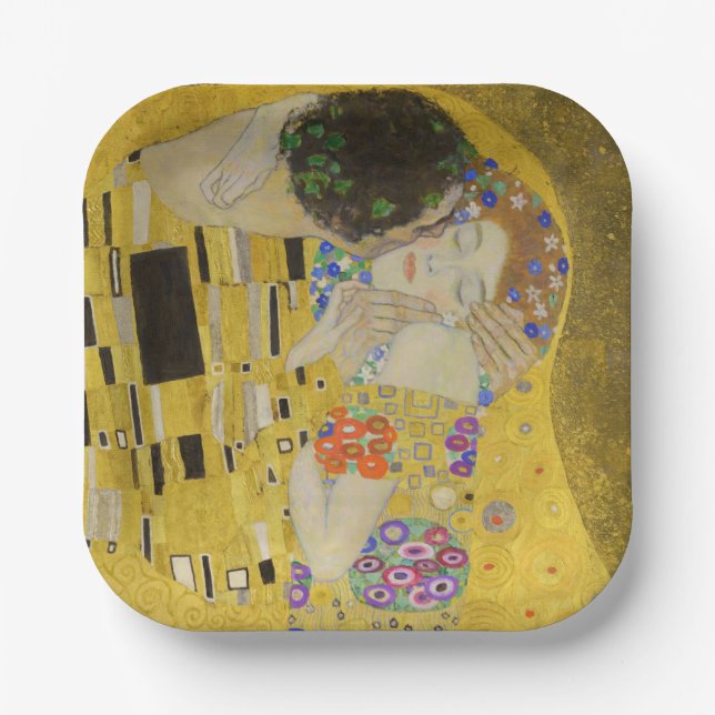 Plato De Papel Gustav Klimt - El beso (Anverso)