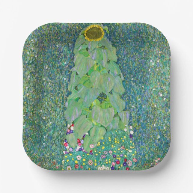 Plato De Papel Gustav Klimt - El Girasol (Anverso)