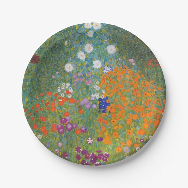 Plato De Papel Gustav Klimt Flor Jardín Naturaleza (Anverso)