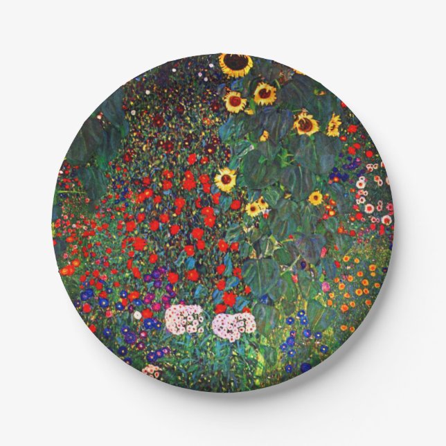 Plato De Papel Gustav Klimt Flower Garden (Anverso)