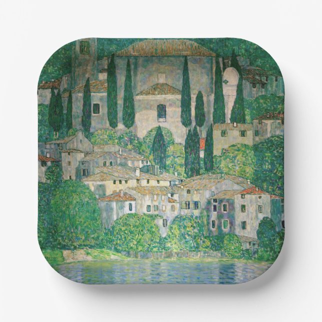 Plato De Papel Gustav Klimt - Iglesia de Cassone (Anverso)