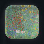 Plato De Papel Gustav Klimt - Jardín de campo con girasoles<br><div class="desc">Jardín de campo con girasoles / Jardín de granja con girasoles - Gustav Klimt en 1905-1906</div>