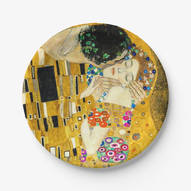 Plato De Papel Gustav Klimt Kiss / Valentine's Day Romantic Art (Anverso)