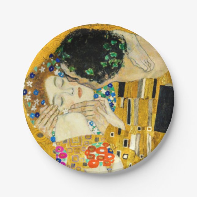 Plato De Papel Gustav Klimt Kiss / Valentine's Day Romantic Art (Anverso)
