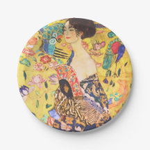 Gustav Klimt Lady con arte vintage de fans