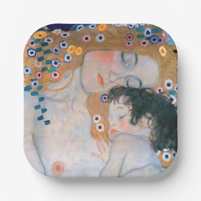 Plato De Papel Gustav Klimt - Madre e hijo (Anverso)