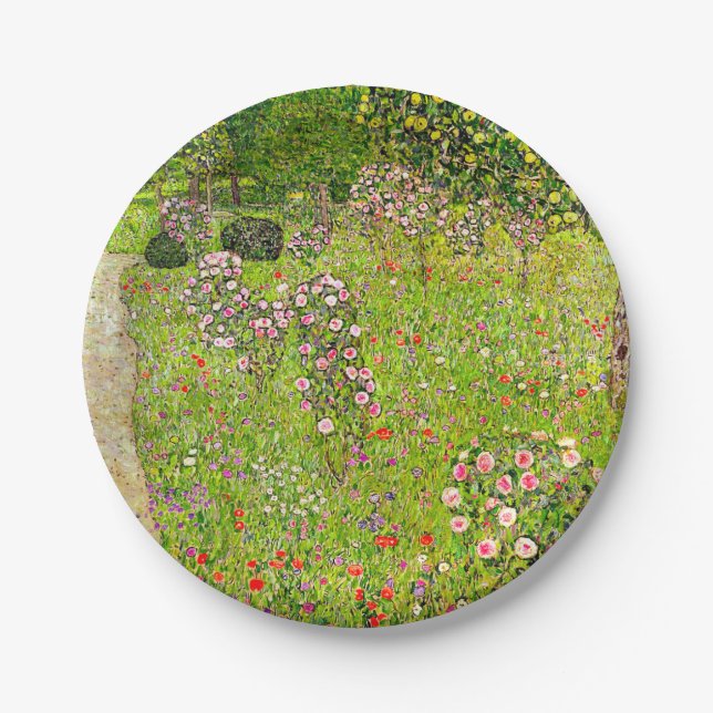 Plato De Papel Gustav Klimt Orchard con Rosas (Anverso)