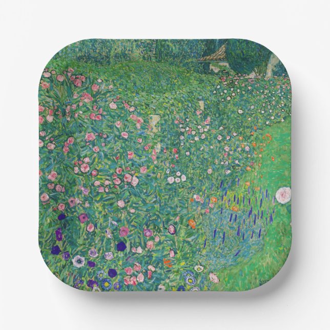 Plato De Papel Gustav Klimt - Paisaje de los jardines italianos (Anverso)