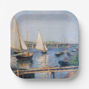 Plato De Papel Gustave Caillebotte - Barcos de vela en Argenteuil