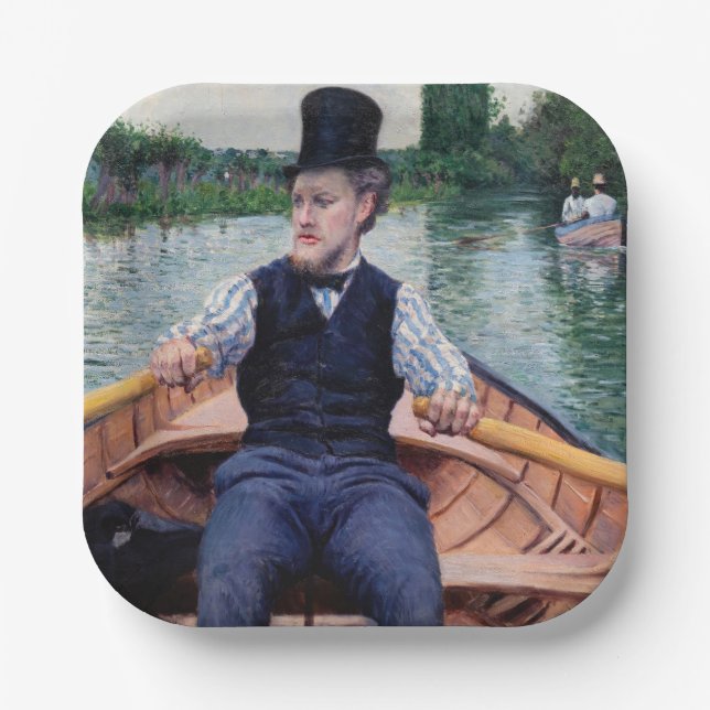 Plato De Papel Gustave Caillebotte - Fiesta en bote (Anverso)