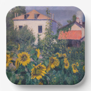 Plato De Papel Gustave Caillebotte - Sunflowers, Garden