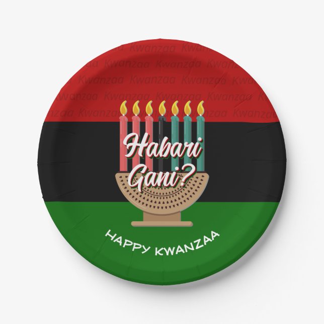 Plato De Papel HABARI GANI Kwanzaa (Anverso)