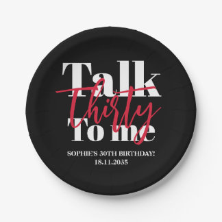 Plato De Papel Habla 30 conmigo Fiesta de cumpleaños 30