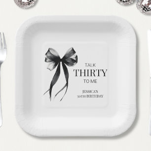 Plato De Papel Habla Treinta para mí Moda negra Fiesta de cumplea
