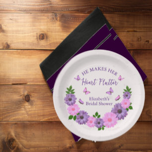 Plato De Papel Hace que su corazón flaute mariposa ducha de novia