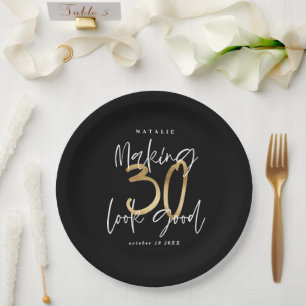 Plato De Papel Hacer que 30 se vea bien dorado Fiesta de cumplea