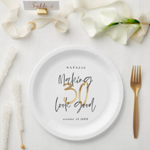 Plato De Papel Hacer que 30 se vea bien dorado Partida de cumplea