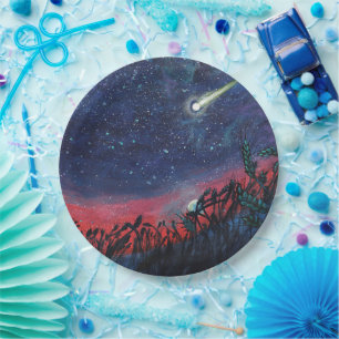 Plato De Papel Hacer un deseo en un Ilustracion de una estrella d