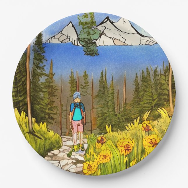 Plato De Papel Hacer una caminata (Anverso)