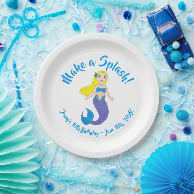 Plato De Papel Hacer una fiesta de cumpleaños de sirena para nada (Fiesta)