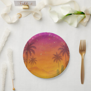 Plato De Papel Hacienda Sunset Vibrant Fiesta Quinceañera 