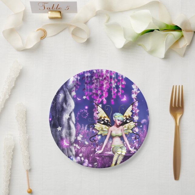Plato De Papel Hada Adorable (Boda)