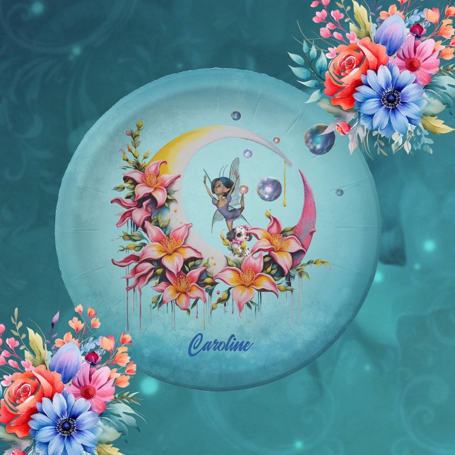 Plato De Papel Hada bailando en la luna (Dancing on the moon)