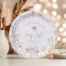Plato De Papel Hada caprichosa Cumpleaños primero Jardín encantad