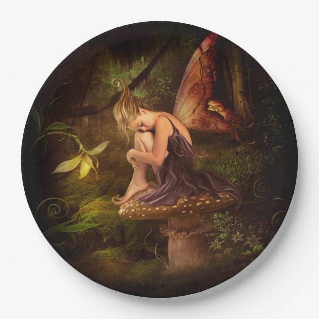 Plato De Papel hada de setas (Anverso)