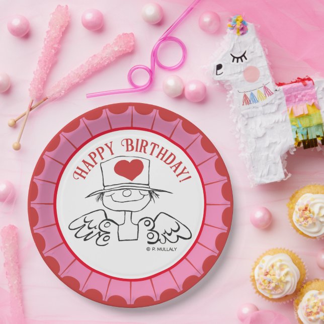 Plato De Papel "Hada del corazón" rosa/roja© Cumpleaños" (Fiesta)