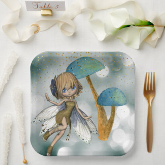 Plato De Papel Hada En Verde