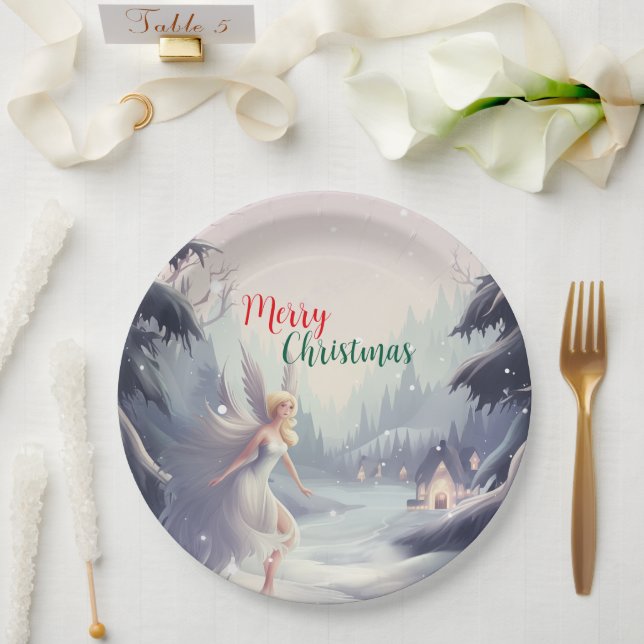 Plato De Papel Hadas de cucarachas de agua copo de nieve alegre f (Boda)