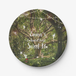 Plato De Papel Hadas del Bosque Encantado Sweet Sixteen