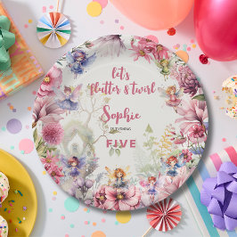 Plato De Papel Hadas florales en el jardín de los niños cumpleaño