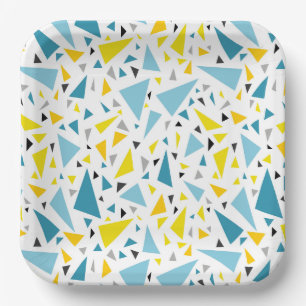 Plato De Papel Haga clic en el diseño favorito Triángulo amarillo