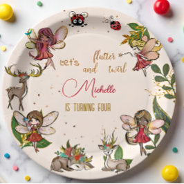 Plato De Papel Hagamos flauta y torrencial, cumpleaños de hadas