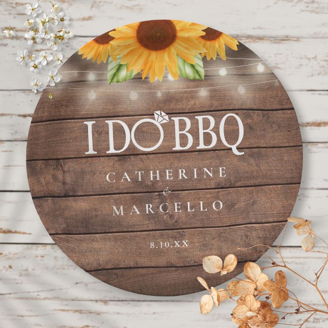 Plato De Papel Hago BBQ Girasoles Rústico Madera Fiesta de Compro (Subido por el creador)