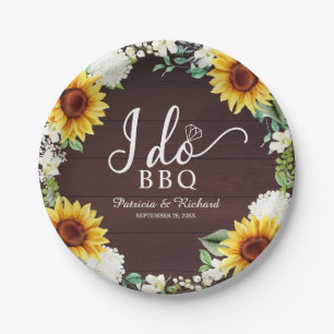 Plato De Papel Hago BBQ Girasoles Rústicos Papel para la Fiesta d