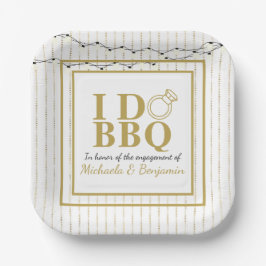 Plato De Papel Hago Ducha de Parejas de Fiesta de Oro BBQ