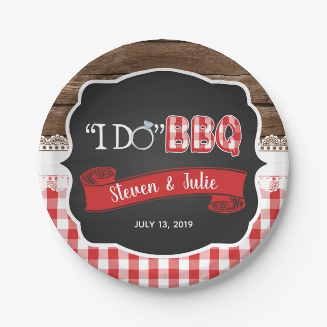 Plato De Papel Hago Placa de papel BBQ - Rojo (Anverso)